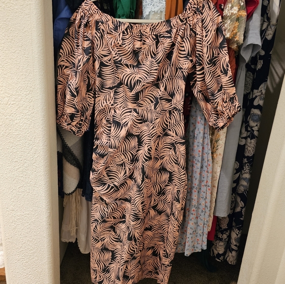 Carolina Herrera Off shoulder puff sleeve ruched midi dress - Picture 3 of 10